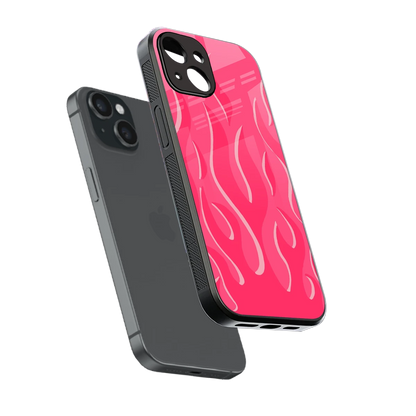 Y2K Retro Hot Pink Flames sleek iphone 15 cover with tempered glass back and TPU edges