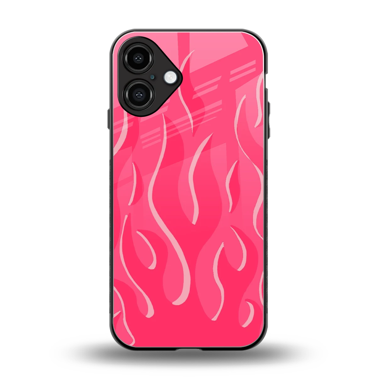 Y2K Retro Hot Pink Flames back phone cover | glass case for iphone 16 plus