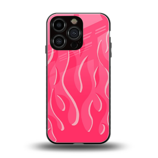 Y2K Retro Hot Pink Flames back phone cover | glass case for iphone 16 pro