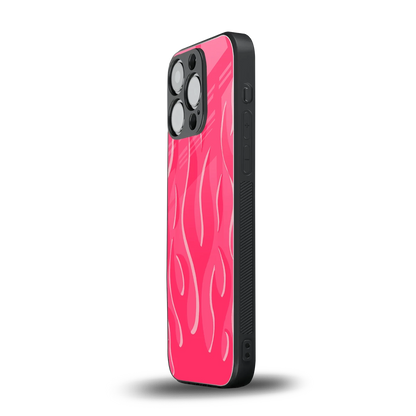 Y2K Retro Hot Pink Flames iphone 16 pro mobile cover | shockproof glass phone case