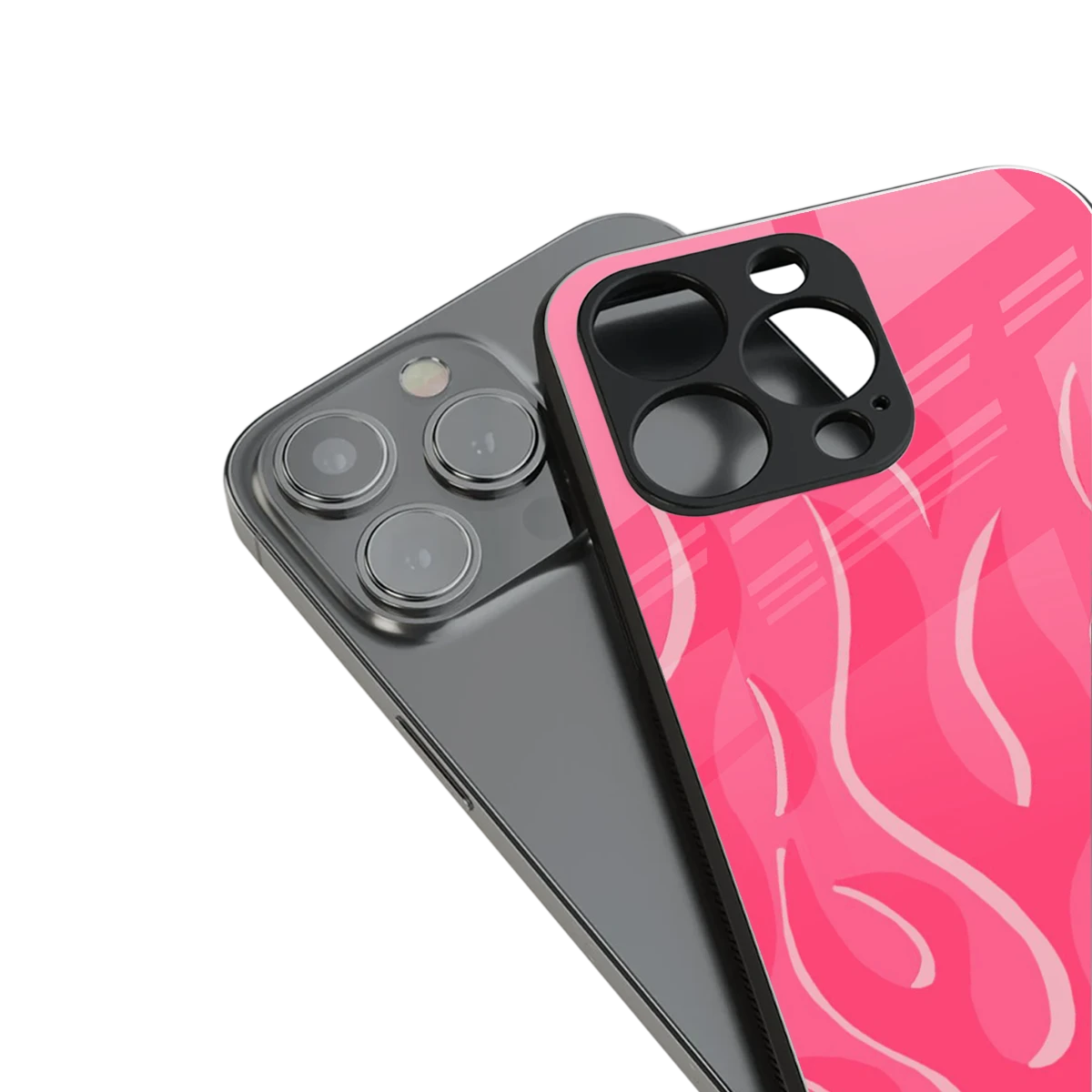 Y2K Retro Hot Pink Flames stylish phone case for iphone 15 | glossy glass and slim fit