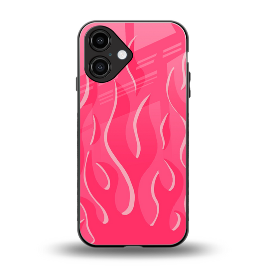 Y2K Retro Hot Pink Flames Phone Case for Iphone 16 | Glass Case
