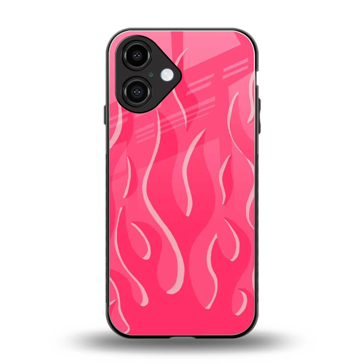 Y2K Retro Hot Pink Flames back phone cover | glass case for iphone 16