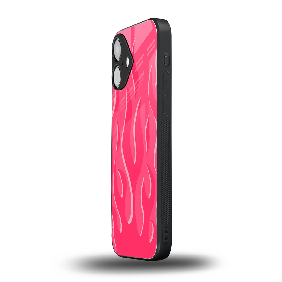 Y2K Retro Hot Pink Flames iPhone 16 mobile cover | shockproof glass phone case