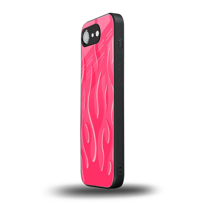 Y2K Retro Hot Pink Flames iphone 16e mobile cover | shockproof glass phone case