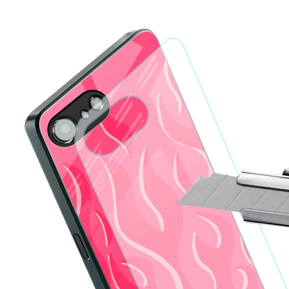 Y2K Retro Hot Pink Flames stylish phone case for iphone 16e | glossy glass and slim fit
