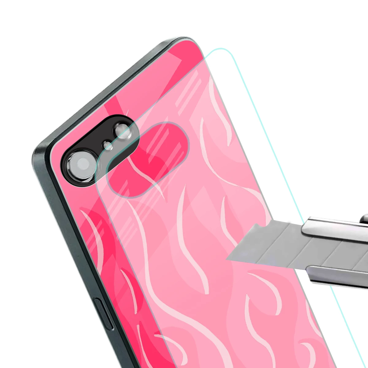 Y2K Retro Hot Pink Flames stylish phone case for iphone 17e | glossy glass and slim fit