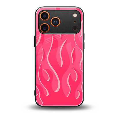 Y2K Retro Hot Pink Flames back phone cover | glass case for iphone 17 pro