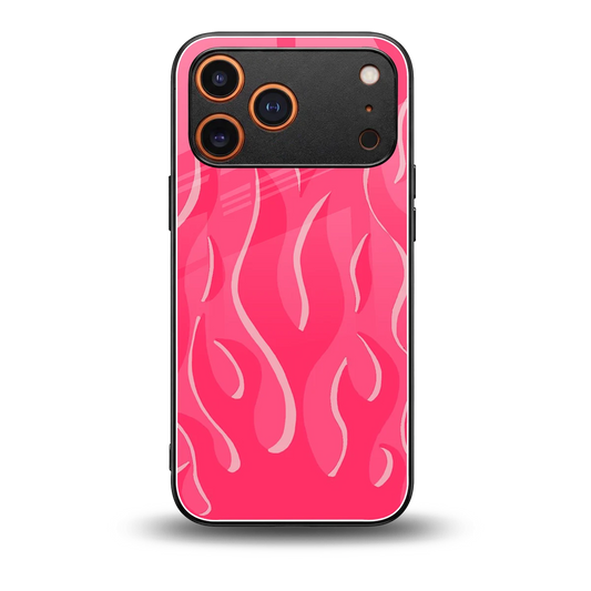 Y2K Retro Hot Pink Flames back phone cover | glass case for iphone 17 pro max