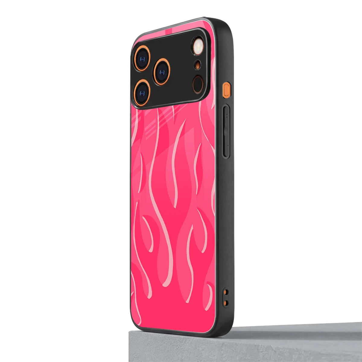 Y2K Retro Hot Pink Flames iphone 17 pro mobile cover | shockproof glass phone case
