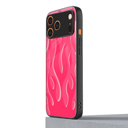 Y2K Retro Hot Pink Flames iphone 17 pro mobile cover | shockproof glass phone case