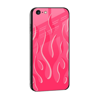 Y2K Retro Hot Pink Flames sleek iphone 6s plus cover with tempered glass back and TPU edges