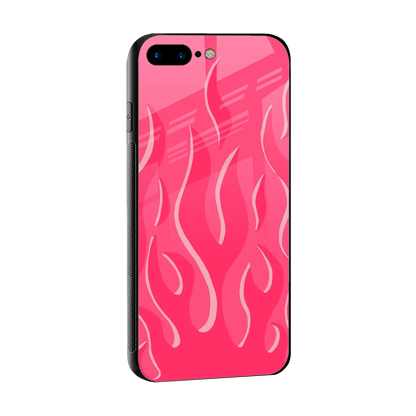 Y2K Retro Hot Pink Flames sleek iphone 8 plus cover with tempered glass back and TPU edges