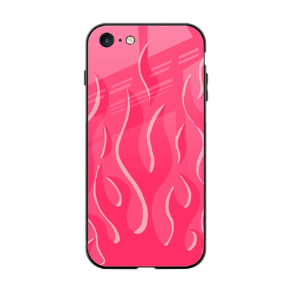 Y2K Retro Hot Pink Flames back phone cover | glass case for iphone 7