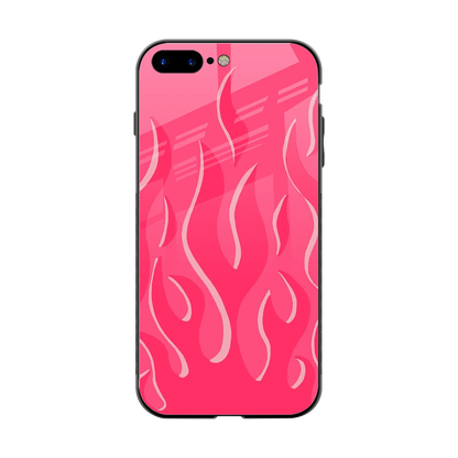 Y2K Retro Hot Pink Flames back phone cover | glass case for iphone 8 plus