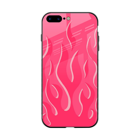Y2K Retro Hot Pink Flames back phone cover | glass case for iphone 8 plus