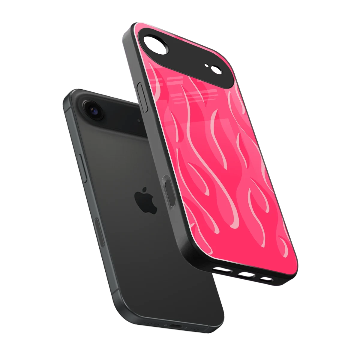 Y2K Retro Hot Pink Flames sleek iphone air cover with tempered glass back and TPU edges