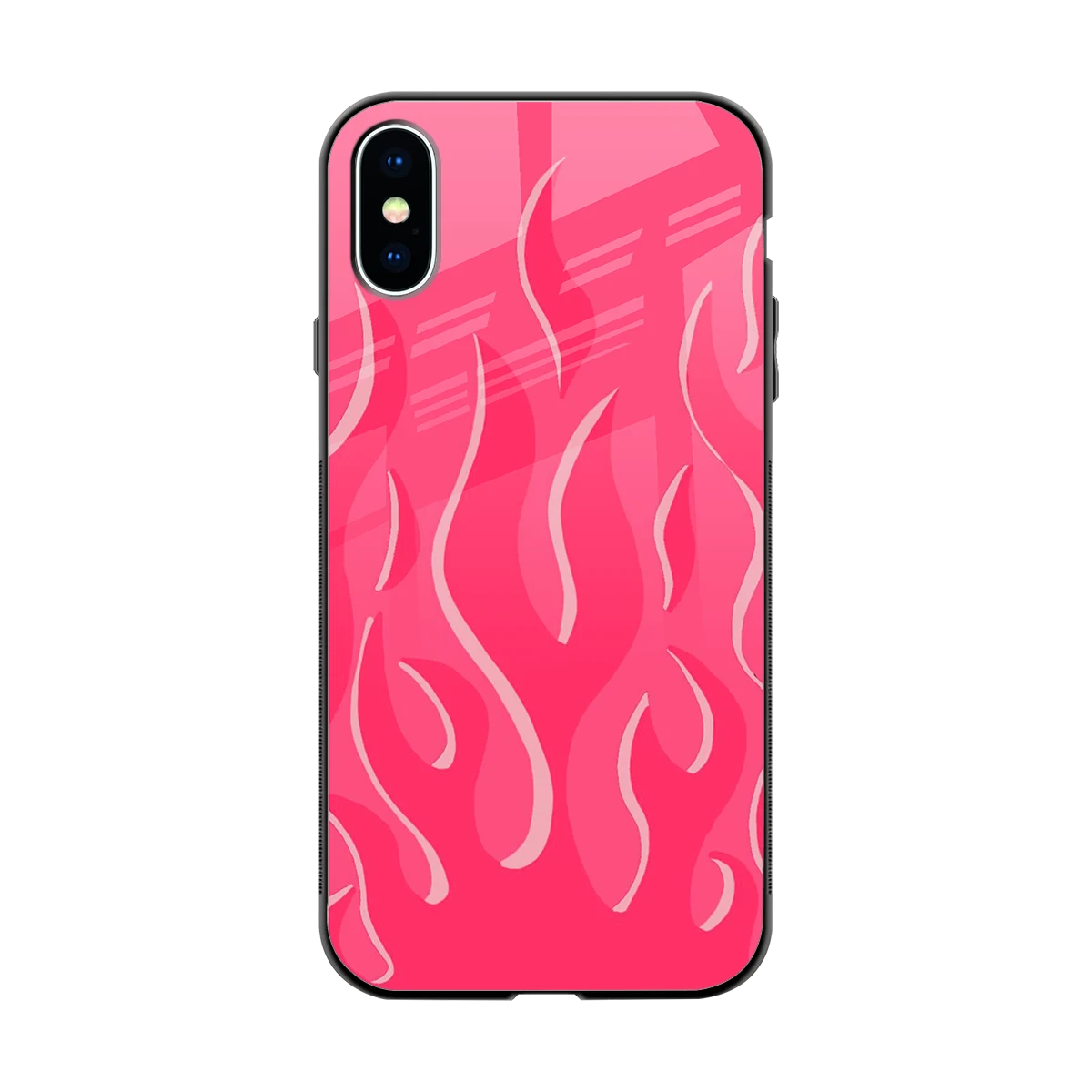 Y2K Retro Hot Pink Flames back phone cover | glass case for iphone x