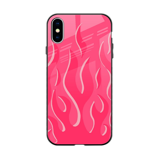Y2K Retro Hot Pink Flames back phone cover | glass case for iphone xs