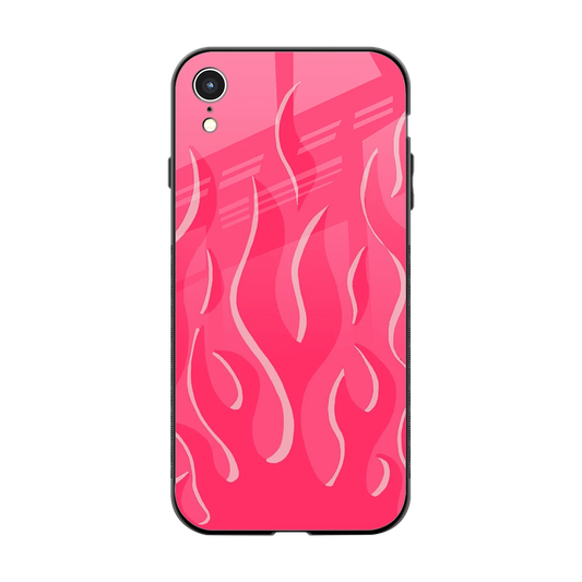 Y2K Retro Hot Pink Flames back phone cover | glass case for iphone xr