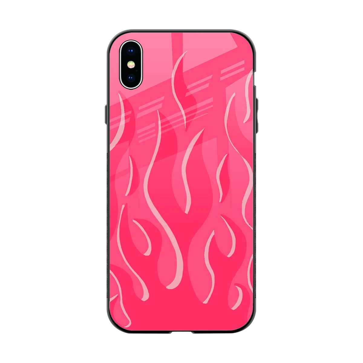 Y2K Retro Hot Pink Flames back phone cover | glass case for iphone xs max