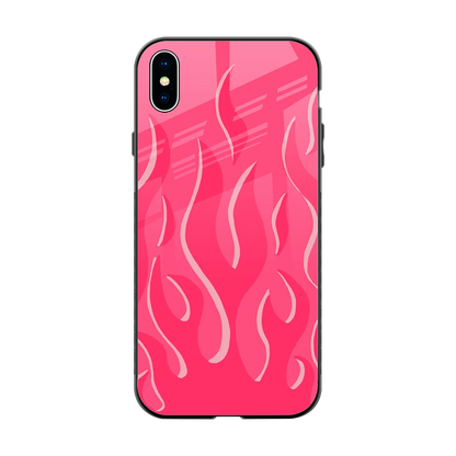 Y2K Retro Hot Pink Flames back phone cover | glass case for iphone xs max