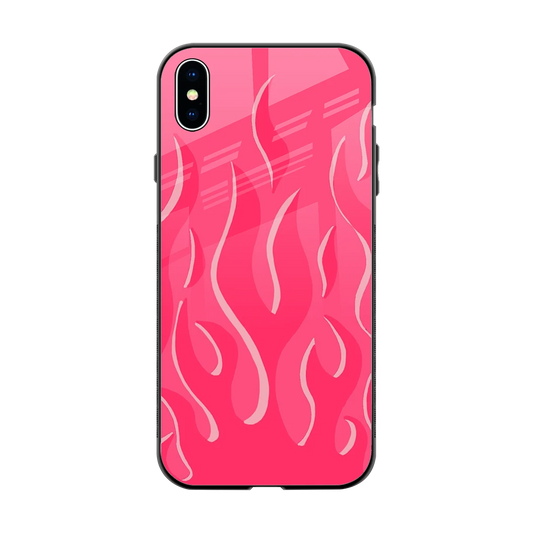 Y2K Retro Hot Pink Flames back phone cover | glass case for iphone xs max