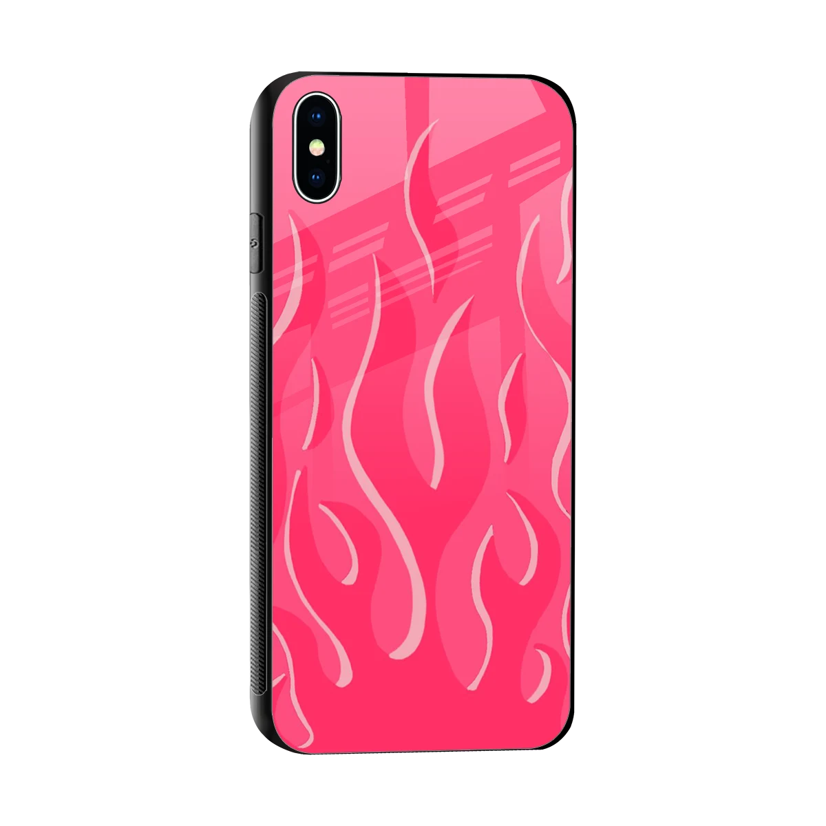 Y2K Retro Hot Pink Flames sleek iphone xs max cover with tempered glass back and TPU edges