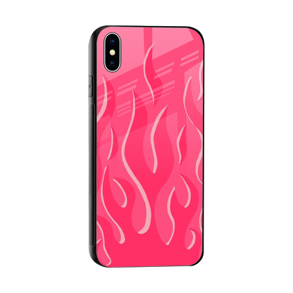 Y2K Retro Hot Pink Flames sleek iphone xs max cover with tempered glass back and TPU edges