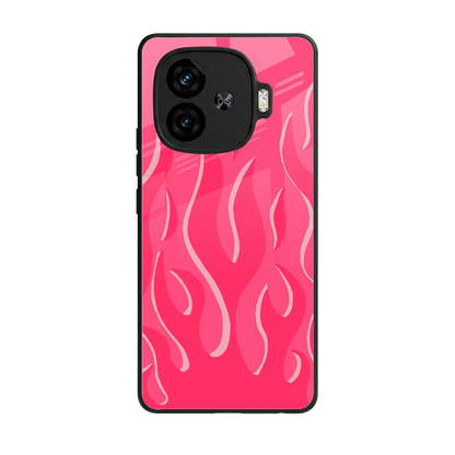 Y2K Retro Hot Pink Flames back phone cover | glass case for iqoo neo 10r 5g