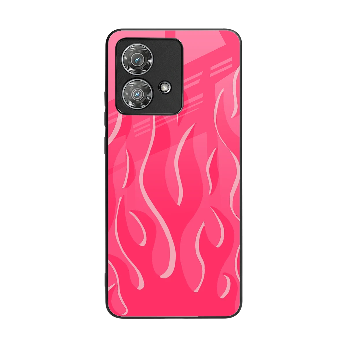 Y2K Retro Hot Pink Flames back phone cover | glass case for motorola edge 40 neo 5g