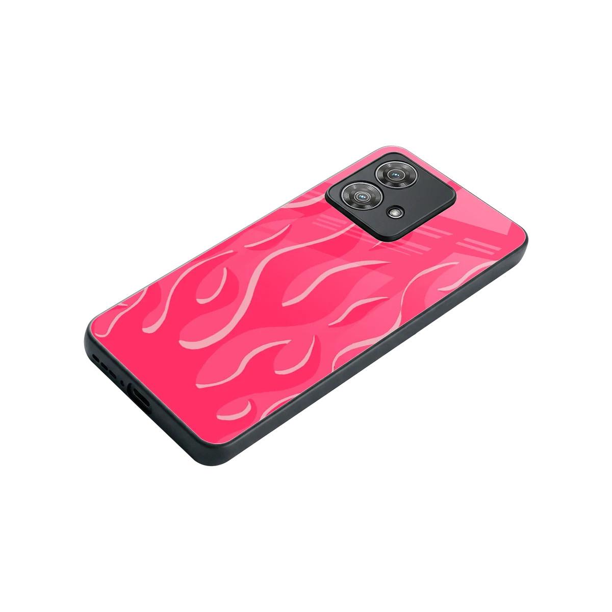 Y2K Retro Hot Pink Flames stylish phone case for motorola edge 40 neo 5g | glossy glass and slim fit