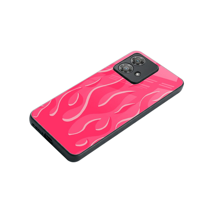 Y2K Retro Hot Pink Flames stylish phone case for motorola edge 40 neo 5g | glossy glass and slim fit