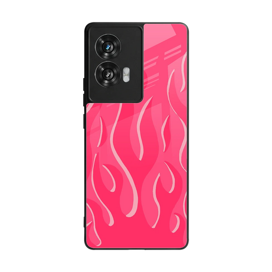 Y2K Retro Hot Pink Flames back phone cover | glass case for motorola edge 50 fusion