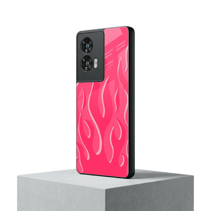 Y2K Retro Hot Pink Flames motorola edge 50 fusion mobile cover | shockproof glass phone case