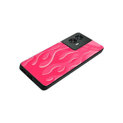 Y2K Retro Hot Pink Flames stylish phone case for motorola edge 50 fusion | glossy glass and slim fit