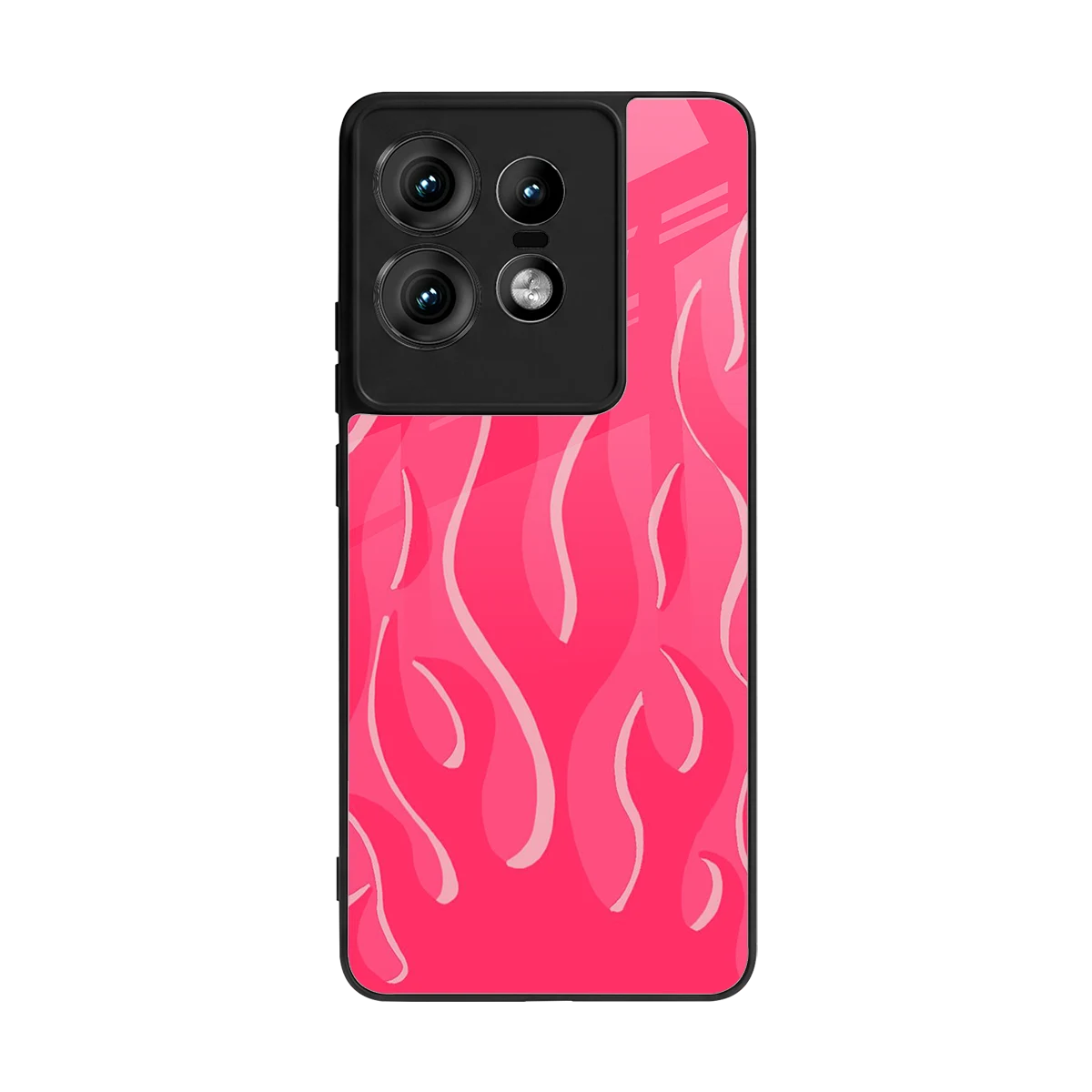 Y2K Retro Hot Pink Flames back phone cover | glass case for motorola edge 50 pro