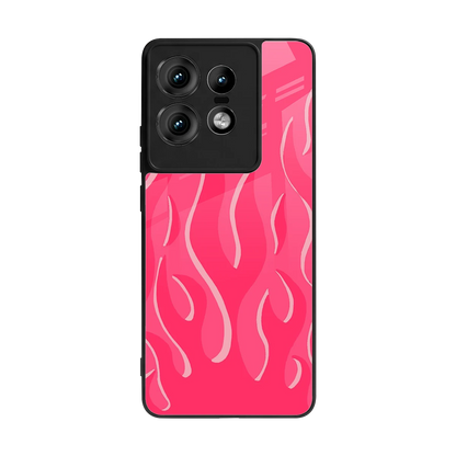 Y2K Retro Hot Pink Flames back phone cover | glass case for motorola edge 50 pro