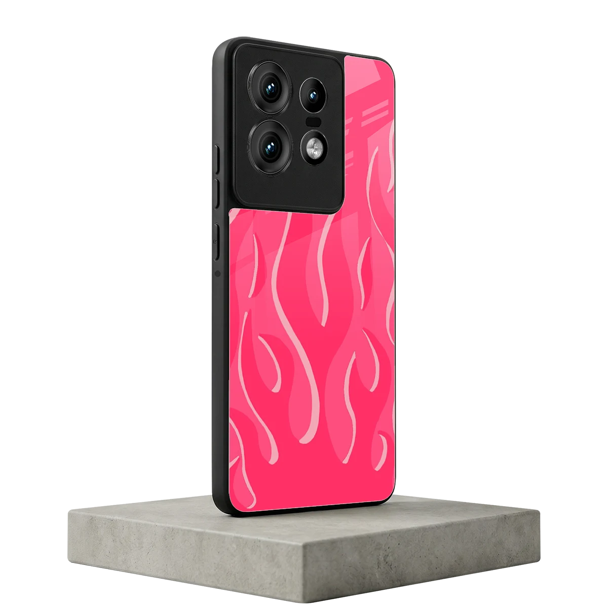 Y2K Retro Hot Pink Flames motorola edge 50 pro mobile cover | shockproof glass phone case