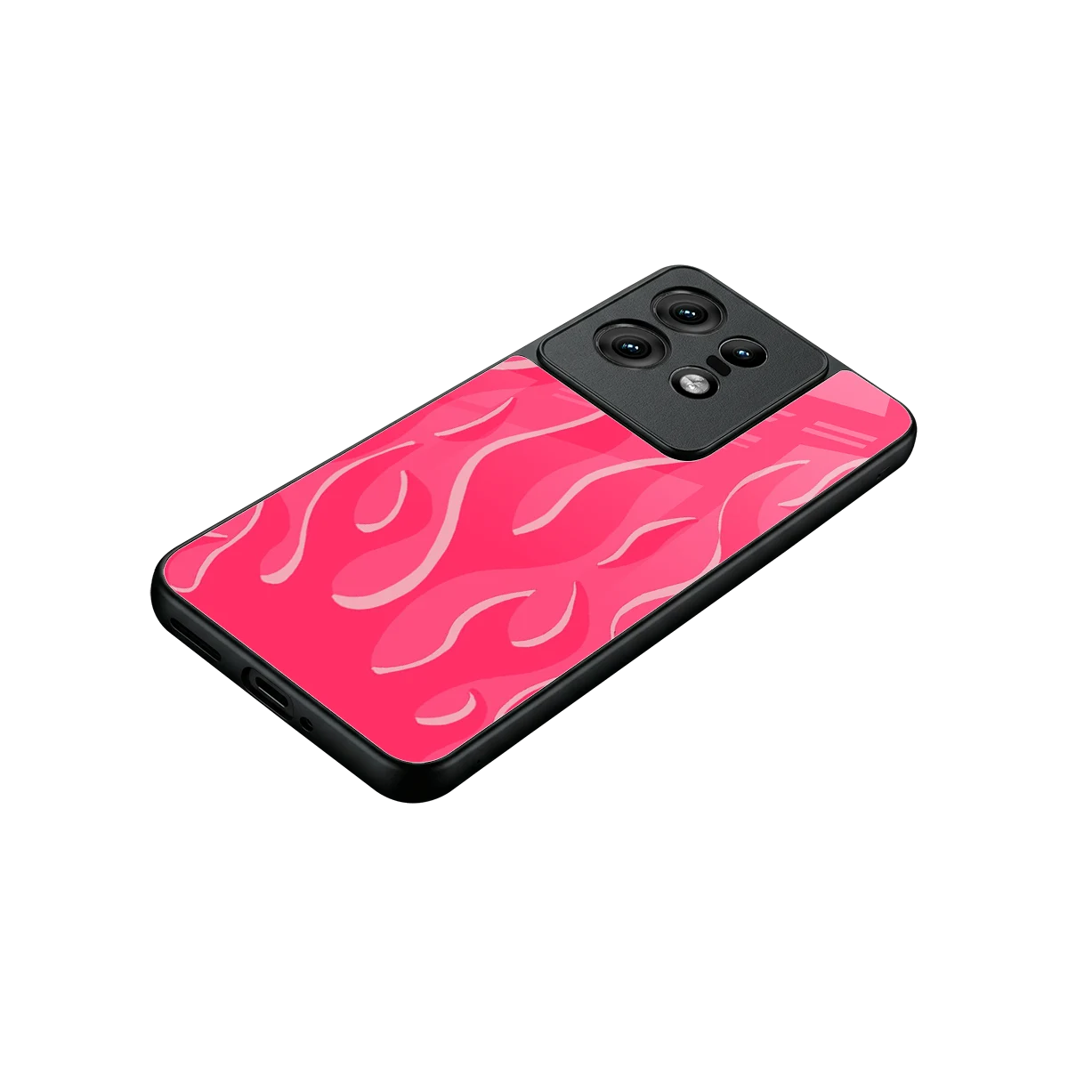 Y2K Retro Hot Pink Flames stylish phone case for motorola edge 50 pro | glossy glass and slim fit