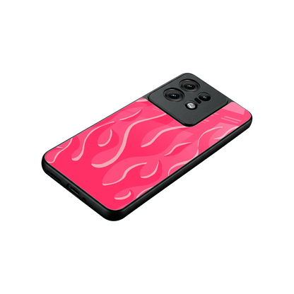 Y2K Retro Hot Pink Flames stylish phone case for motorola edge 50 pro | glossy glass and slim fit
