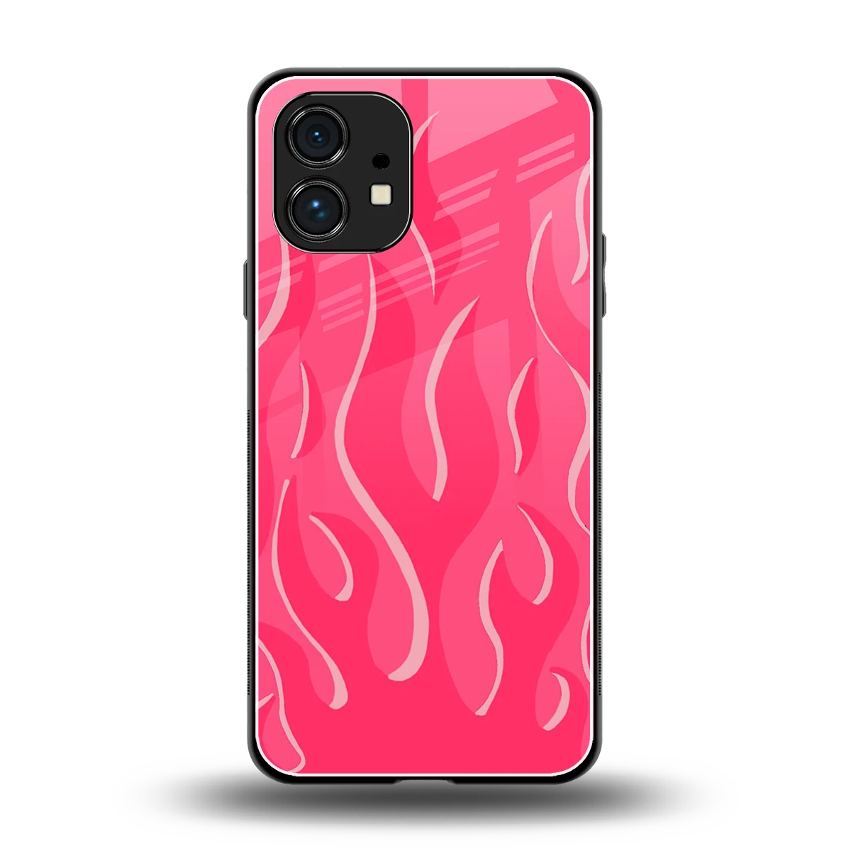 Y2K Retro Hot Pink Flames back phone cover | glass case for nothing phone 1