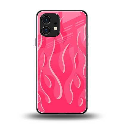 Y2K Retro Hot Pink Flames back phone cover | glass case for nothing phone 1