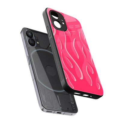 Y2K Retro Hot Pink Flames sleek nothing phone 1 cover with tempered glass back and TPU edges
