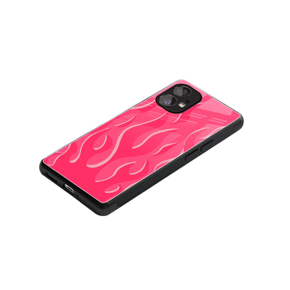 Y2K Retro Hot Pink Flames stylish phone case for nothing phone 1 | glossy glass and slim fit