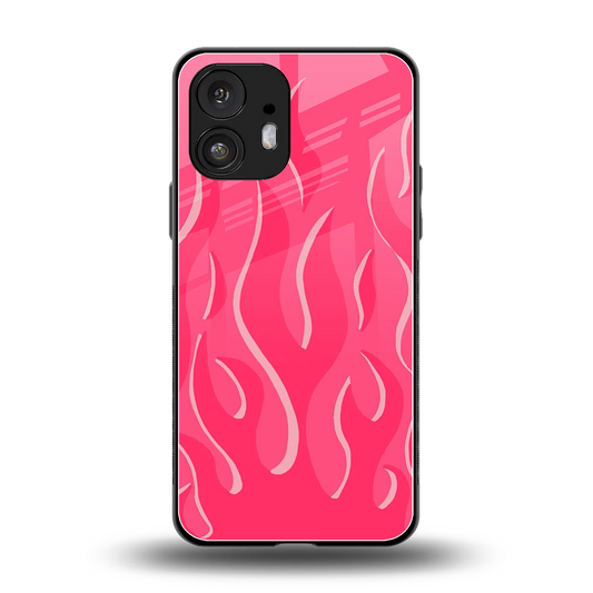 Y2K Retro Hot Pink Flames back phone cover | glass case for nothing phone 2
