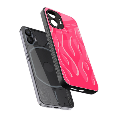 Y2K Retro Hot Pink Flames sleek nothing phone 2 cover with tempered glass back and TPU edges