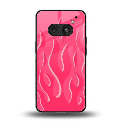 Y2K Retro Hot Pink Flames back phone cover | glass case for nothing phone 2a