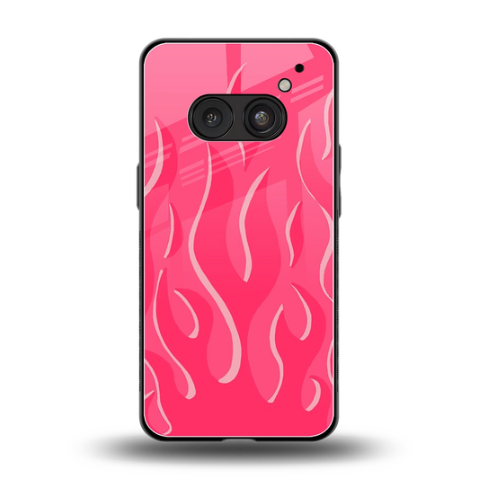 Y2K Retro Hot Pink Flames back phone cover | glass case for nothing phone 2a