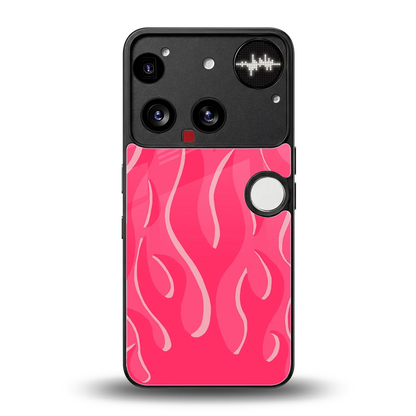 Y2K Retro Hot Pink Flames back phone cover | glass case for nothing phone 3